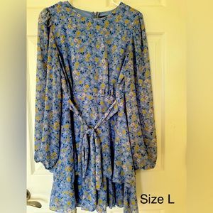 chiffon floral print mini dress